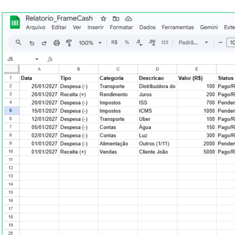 Planilha Excel